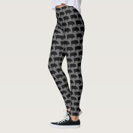 Varken Silhouetten Patroon Grijs en Zwart Patroon Leggings