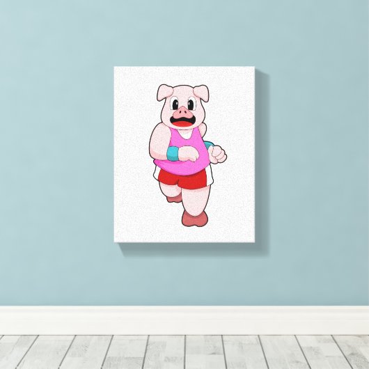 Varken tijdens uitvoering canvas afdruk (Insitu (Houten vloer))