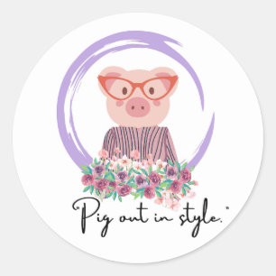 VARKEN UIT IN STIJL VARKEN QUOTE RONDE STICKER