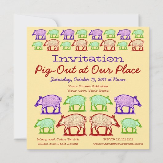 Varken uit op onze plaats - BBQ Party Kaart (Achterkant)