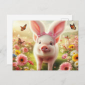 Varken verkleed als paashaas feestdagenkaart (Voorkant / Achterkant)