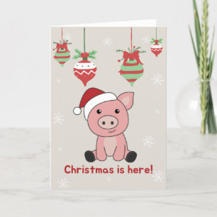 Varken vrolijk kerstfeest dieren varkens kerstkaar feestdagen kaart