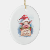 Varken Vrolijk Kerstfeest Keramisch Ornament (Rechts)