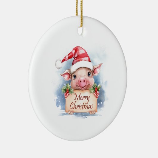 Varken Vrolijk Kerstfeest Keramisch Ornament (Rechts)