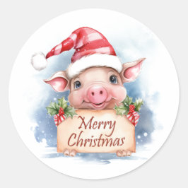 Varken Vrolijk Kerstfeest Ronde Sticker