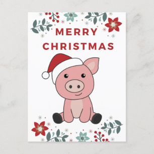Varken Vrolijk Kerstmis Dieren Varkens Feestdagenkaart