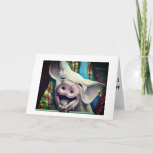 VARKEN ZEGT WAT PLEZIER ** VOLWASSEN VERJAARDAG ** KAART