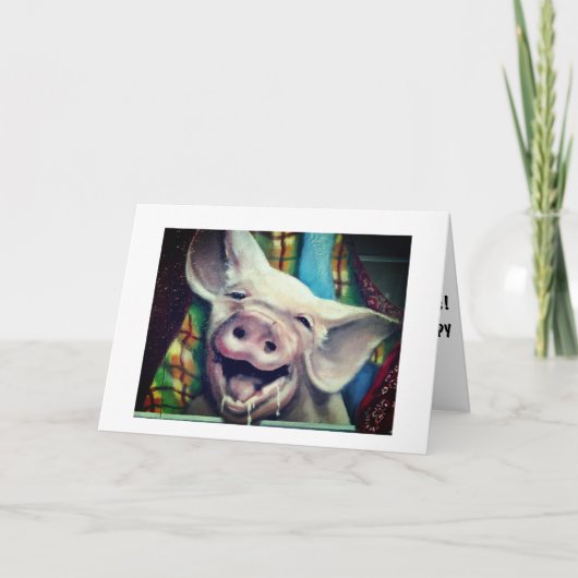 VARKEN ZEGT WAT PLEZIER ** VOLWASSEN VERJAARDAG ** KAART (Voorkant)