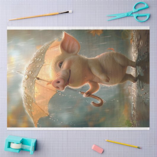 Varken zingen in de regen decoupage tissuepapier (Craft)