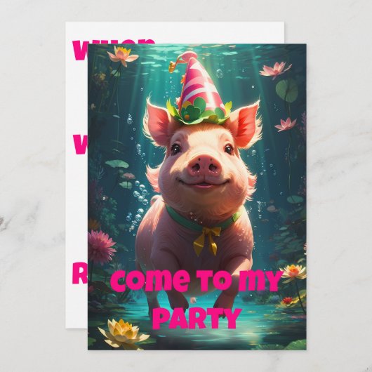 Varken zwemmen in feest Pet Aankondiging (Voorkant / Achterkant)