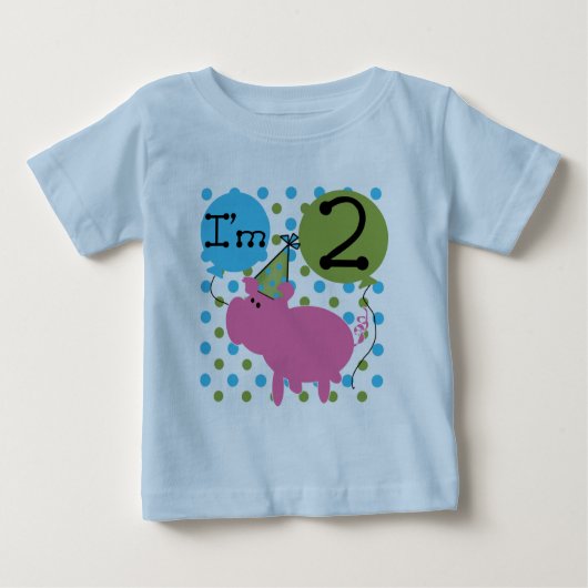 Varkens 2e verjaardag T shirten en cadeaus (Voorkant)