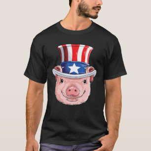 Varkens 4e juli oom Sam Mannen Amerikaanse vlag T-shirt