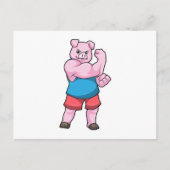 Varkens als Bodybuilder met grote bovenarm Briefkaart (Voorkant)