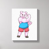 Varkens als Bodybuilder met grote bovenarm Canvas Afdruk (Voorkant)