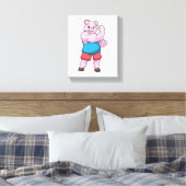 Varkens als Bodybuilder met grote bovenarm Canvas Afdruk (Insitu (Slaapkamer))