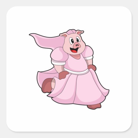 Varkens als Bride met een bruiloft Vierkante Sticker (Voorkant)