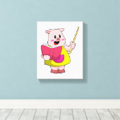 Varkens als leraar met boek canvas afdruk (Insitu (Houten vloer))