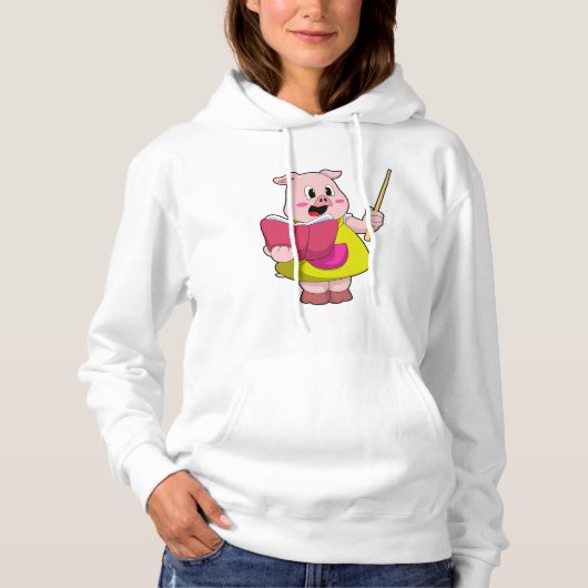 Varkens als leraar met boek hoodie (Voorkant)