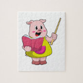 Varkens als leraar met boek legpuzzel (Verticaal)