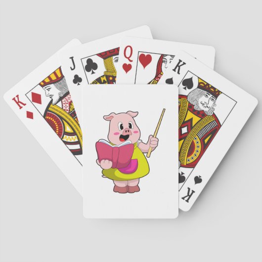 Varkens als leraar met boek pokerkaarten (Achterkant)