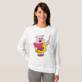 Varkens als leraar met boek t-shirt (Voorkant volledig)