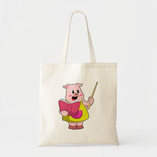 Varkens als leraar met boek tote bag (Voorkant)