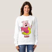 Varkens als leraar met boek trui (Voorkant volledig)