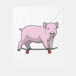 Varkens als Skater met Skateboard Fleece Deken