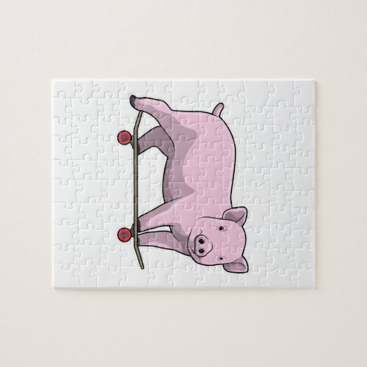 Varkens als Skater met Skateboard Legpuzzel (Horizontaal)