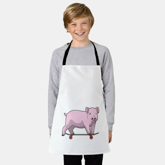 Varkens als Skater met Skateboard Schort (Gedragen)