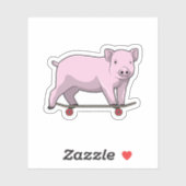 Varkens als Skater met Skateboard Sticker (Vel)