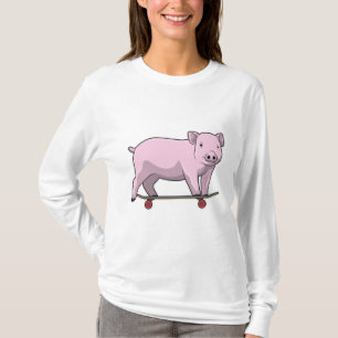 Varkens als Skater met Skateboard T-shirt