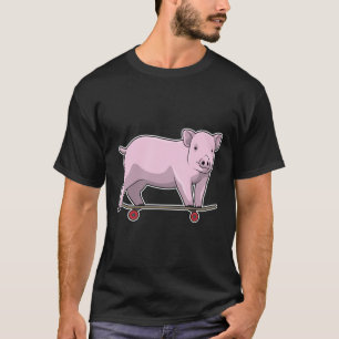Varkens als Skater met Skateboard T-shirt