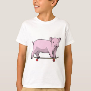 Varkens als Skater met Skateboard T-shirt