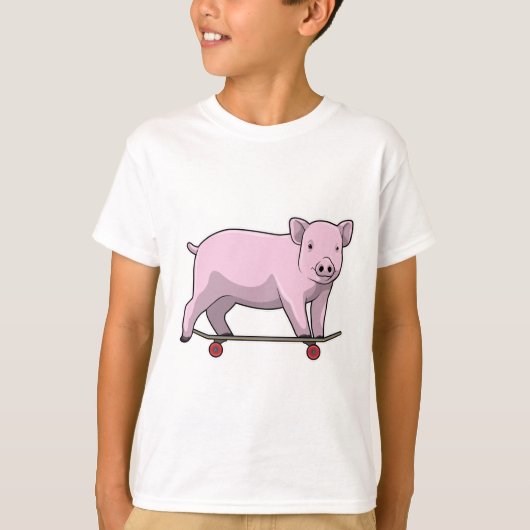 Varkens als Skater met Skateboard T-shirt (Voorkant)