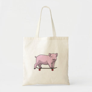 Varkens als Skater met Skateboard Tote Bag