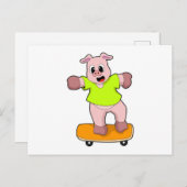 Varkens als Skater op skateboard Briefkaart (Voorkant / Achterkant)