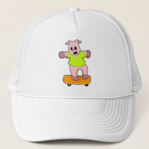 Varkens als Skater op skateboard Trucker Pet