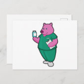 Varkens als verpleegster met medicijn briefkaart (Voorkant / Achterkant)