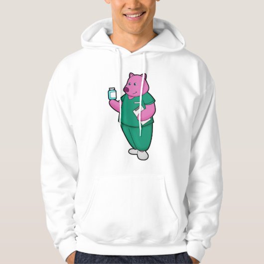 Varkens als verpleegster met medicijn hoodie (Voorkant)
