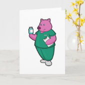 Varkens als verpleegster met medicijn kaart (Gele Bloem)