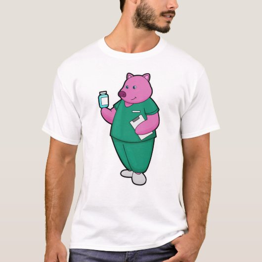 Varkens als verpleegster met medicijn t-shirt (Voorkant)