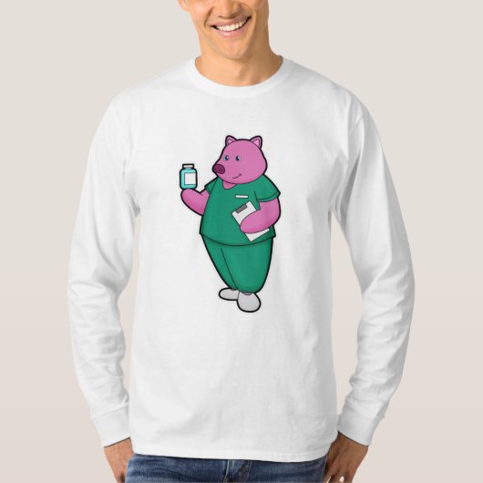 Varkens als verpleegster met medicijn t-shirt (Voorkant)