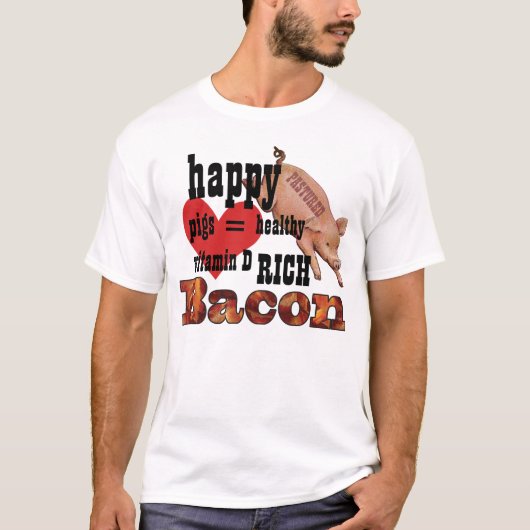 Varkens Bacon Cute Pig en Heart T-shirt (Voorkant)