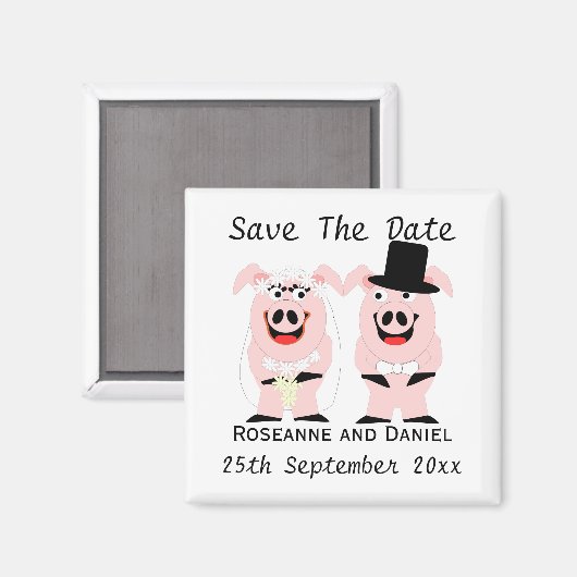 Varkens Bewaar de datum Bruiloft Aankondiging Magneet (Voorkant / Achterkant)