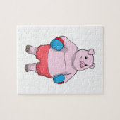 Varkens bij Boxing met boxinghandschoenen Legpuzzel (Horizontaal)