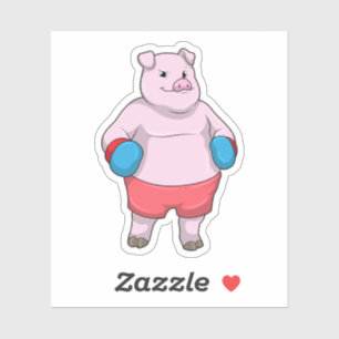 Varkens bij Boxing met boxinghandschoenen Sticker