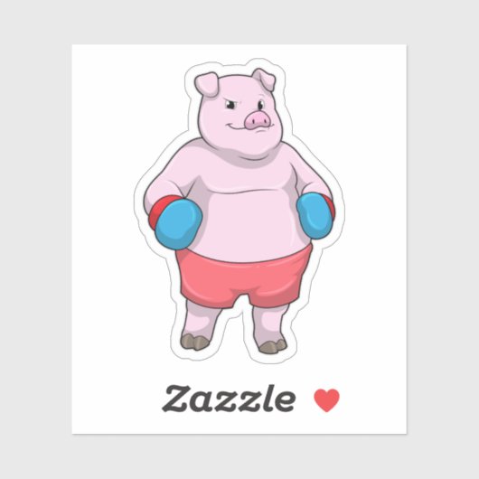 Varkens bij Boxing met boxinghandschoenen Sticker (Vel)