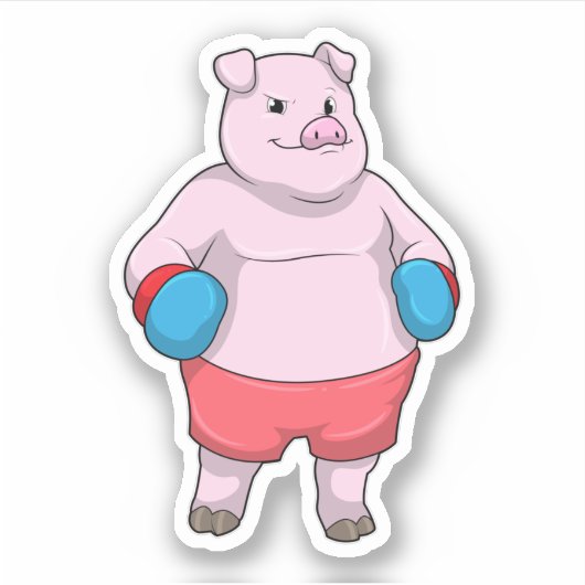 Varkens bij Boxing met boxinghandschoenen Sticker (Voorkant)