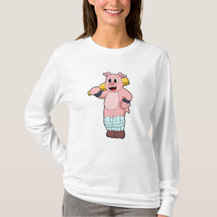 Varkens bij Cricket met cricket bat T-shirt